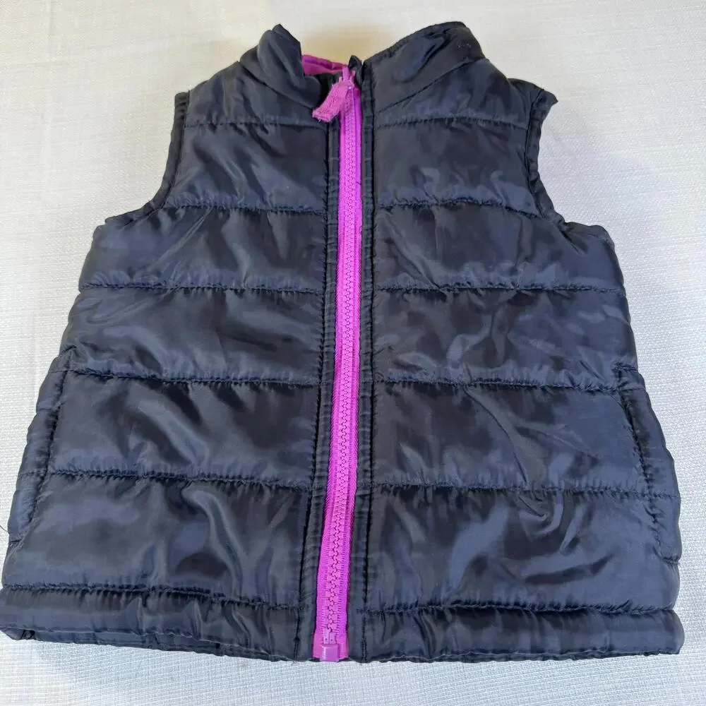 Vintage Baby Kids OshKosh B'Gosh 18‎ Mo. Puffer Vest Blue / Purple